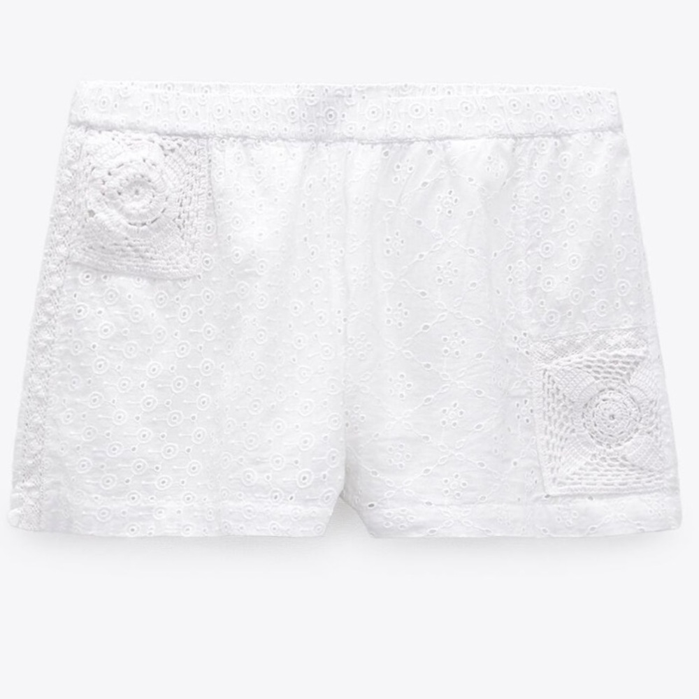 Zara Embroidered Crochet Shorts